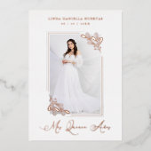 ロマンチックスペインの実在バラ金ゴールド分岐フレーム 箔招待状 (正面)