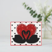 ロマンチックスワンハートバレンタインデー シーズンポストカード (スタンド正面)