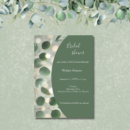 ロマンチックセージグリーンユーカリブライダルシャワー 招待状