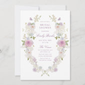 ロマンチックソフトパステルフローラブライダルシャワー 招待状 (正面)