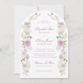ロマンチックソフトパステルフローラ結婚アーチズ 招待状 (正面)