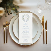 ロマンチックソフトブルーヴィンテージモノグラムクレスト結婚ズ メニュー