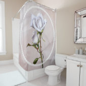 ロマンチックソフトホワイトローズエレガントフローラシック シャワーカーテン (インサイチュ)