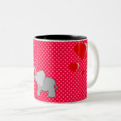 ロマンチックゾウ&赤いハートオン水玉模様 ツートーンマグカップ (正面右)