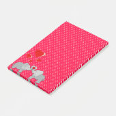 ロマンチックゾウ&赤いハートオン水玉模様 ポストイット (アングル)