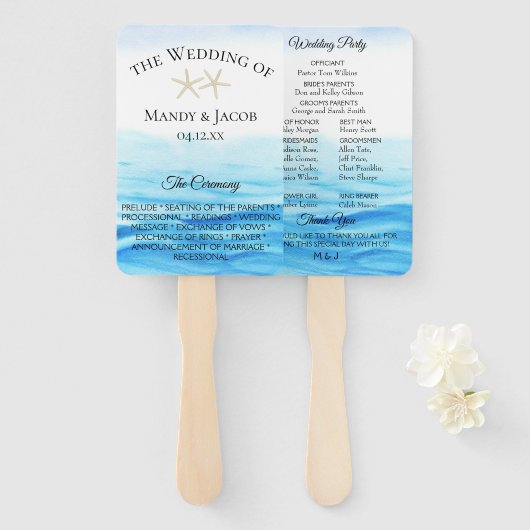 ロマンチックタイズ結婚式 プログラム ハンドファン (正面&裏面)