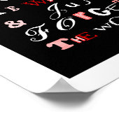 ロマンチックタイポグラフィワードアートレッド白黒 ポスター (角)