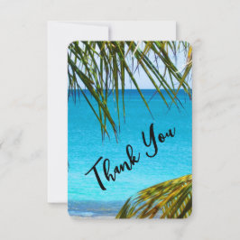 ロマンチックターコイズトロピカルビーチ結婚式感謝してい サンキューカード