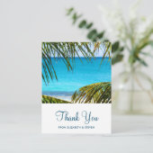 ロマンチックターコイズトロピカルビーチ結婚式感謝してい ポストカード (スタンド正面)