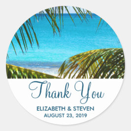 ロマンチックターコイズトロピカルビーチ結婚式感謝してい ラウンドシール