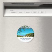 ロマンチックターコイズトロピカルビーチ結婚式 マグネット (インサイチュ (食洗機))