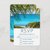 ロマンチックターコイズトロピカルビーチ結婚式 出欠カード (正面/裏面)