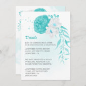 ロマンチックターコイズホワイトフローラ結婚詳細 エンクロージャーカード (正面/裏面)