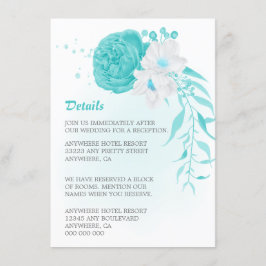 ロマンチックターコイズホワイトフローラ結婚詳細 エンクロージャーカード