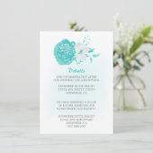 ロマンチックターコイズホワイトフローラ結婚詳細 エンクロージャーカード (スタンド正面)