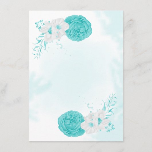 ロマンチックターコイズホワイトフローラ結婚詳細 エンクロージャーカード (裏面)