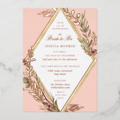 ロマンチックダイヤモンドフローラブライダルシャワー 箔招待状 (正面)