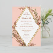 ロマンチックダイヤモンドフローラブライダルシャワー 箔招待状 (立ち正面)