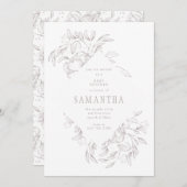 ロマンチックダイヤモンドフローラベビーシャワー招待状 招待状 (正面/裏面)