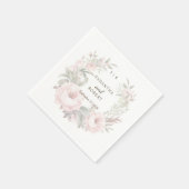 ロマンチックダスティピンクフェードフローラバラモノグラム スタンダードカクテルナプキン (角)