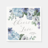 ロマンチックダスティブルーフローラブライダルシャワーパーティー スタンダードカクテルナプキン (正面)