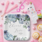 ロマンチックダスティブルーフローラブライダルシャワーパーティー ペーパープレート (パーティー)