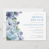 ロマンチックダスティブルーフローラブライダルシャワーパーティー 招待状 (正面)
