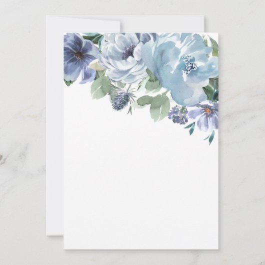 ロマンチックダスティブルーフローラブライダルシャワーパーティー 招待状 (裏面)