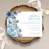 ロマンチックダスティブルーフローラブライダルシャワーパーティー 招待状