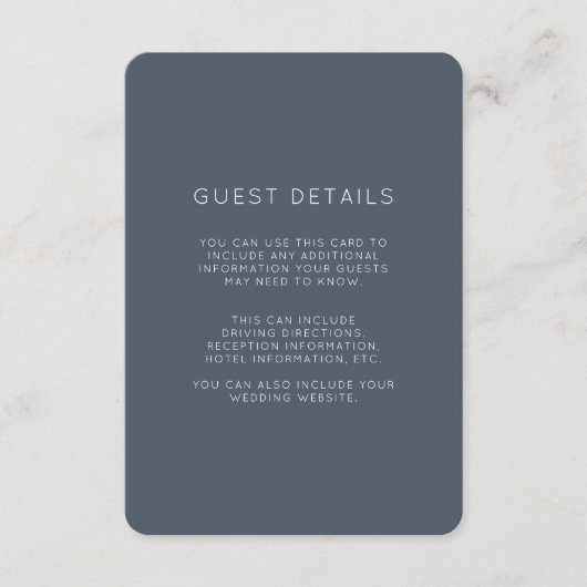 ロマンチックダスティブルー結婚ズゲスト詳細 エンクロージャーカード (正面)
