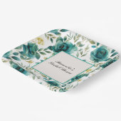 ロマンチックティール（緑がかった色）クリームバラフローラブライダルシャワー ペーパープレート (傾斜あり)