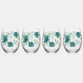 ロマンチックティール(緑がかった色)グリーンクリームバラフローラ ステムなしワイングラス (正面)