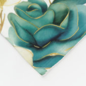 ロマンチックティール（緑がかった色）グリーンクリームバラフローラ フリースブランケット (角)