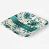 ロマンチックティール（緑がかった色）グリーンクリームバラフローラ ペーパープレート (傾斜あり)