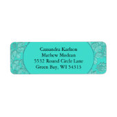 ロマンチックデイジーフローラターコイズ差出人住所 ラベル (正面)
