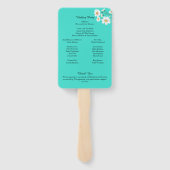 ロマンチックデイジーフローラターコイズ結婚式 プログラム ハンドファン (裏面)