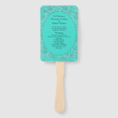 ロマンチックデイジーフローラターコイズ結婚式 プログラム ハンドファン (正面)