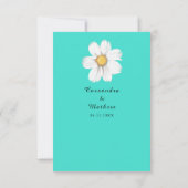 ロマンチックデイジーフローラ結婚ターコイズ サンキューカード (裏面)