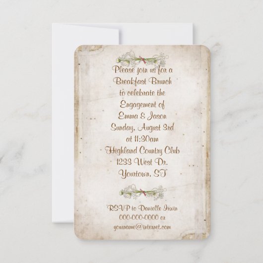 ロマンチックデイジー婚約パーティ招待状 招待状 (裏面)