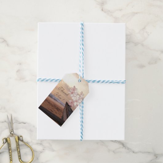 ロマンチックトロピカルビーチサンセットプルメリア ギフトタグ (より糸付き)