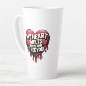 ロマンチックドリッピングハートデザイン カフェラテマグ (左アングル)