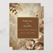 ロマンチックドリーミーアイボリー結婚フローラ 招待状 (正面/裏面)