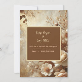 ロマンチックドリーミーアイボリー結婚フローラ 招待状