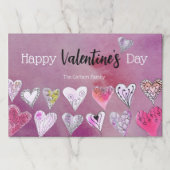 ロマンチックドードルハートバレンタイン紙ランチョンマット ペーパーパッド (正面)