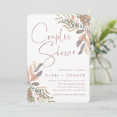 ロマンチックニュートラルボホフローラカップルのシャワー 招待状 (スタンド正面)