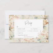 ロマンチックニュートラルヴィンテージアジサイ結婚ズのディナー 出欠カード (正面)