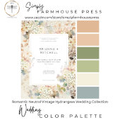 ロマンチックニュートラルヴィンテージアジサイ結婚ズのディナー 出欠カード