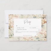 ロマンチックニュートラルヴィンテージアジサイ結婚ズ 出欠カード (正面)
