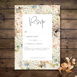 ロマンチックニュートラルヴィンテージアジサイ結婚ズ 出欠カード