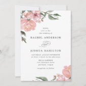 ロマンチックニュートラル赤面ウォーターカラーフローラ | 結婚s 招待状 (正面)